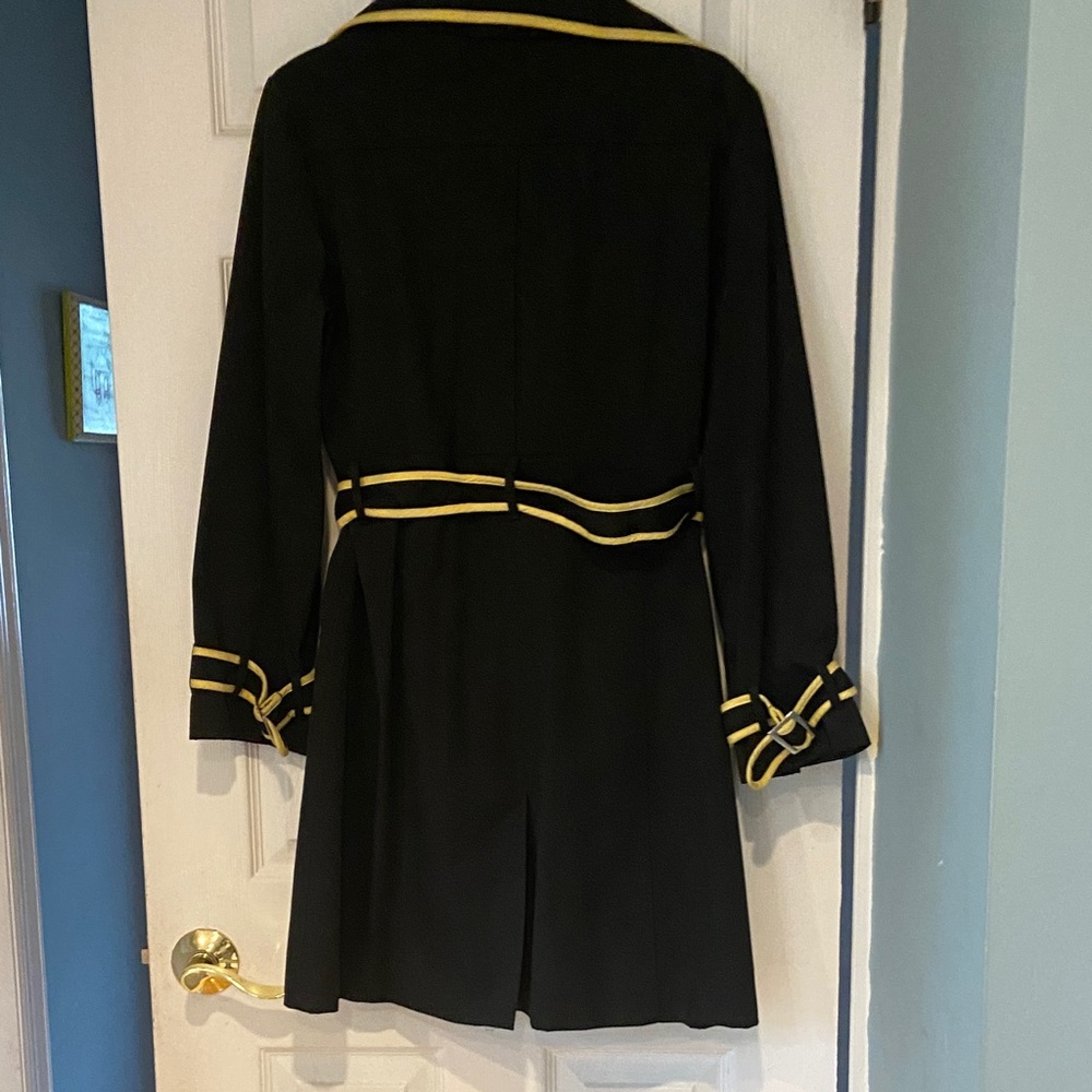 Max Studio Black Trench Coat with Yellow Accents - Picture 6 of 10
